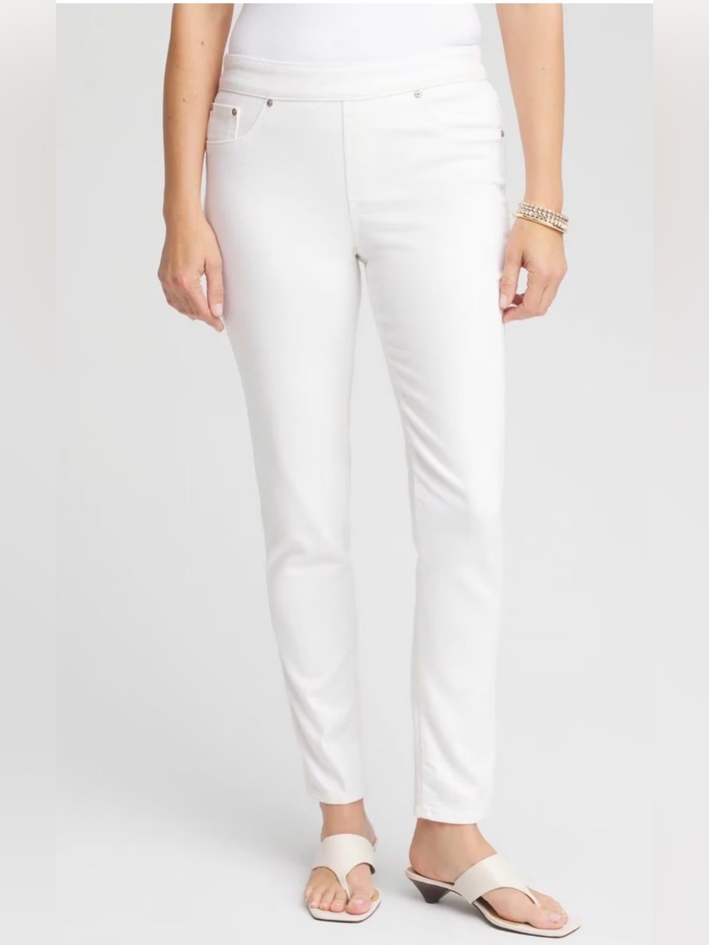 NWT Chicos Alabaster Perfect Stretch Denim Pull On Jeggings Anke Length 2.5/14